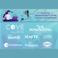 COVE and partner logos for Exploring Opportunities in Ocean Tech for Young Women program